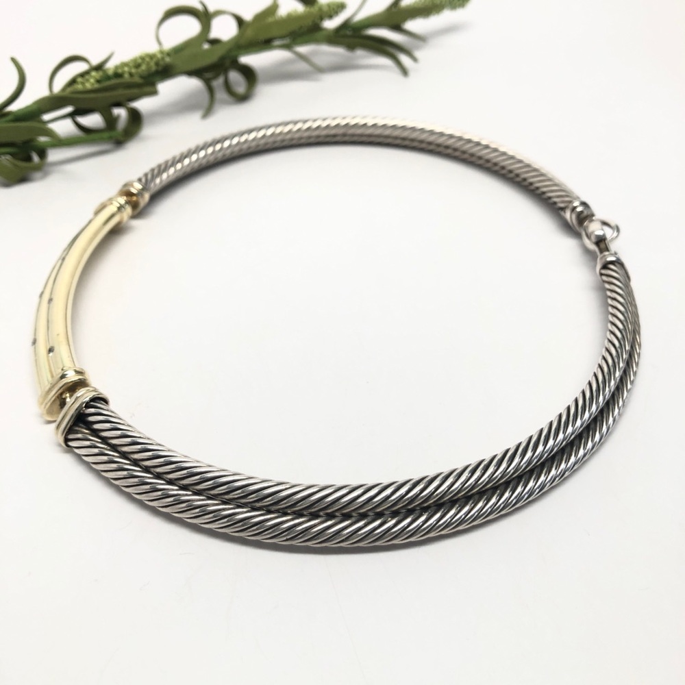 David Yurman Diamond Double Cable Metro Necklace - Picture 4 of 11